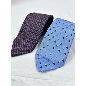 Brooks Brothers Ties x2 Pure Silk Standard Blue Navy Business Formal